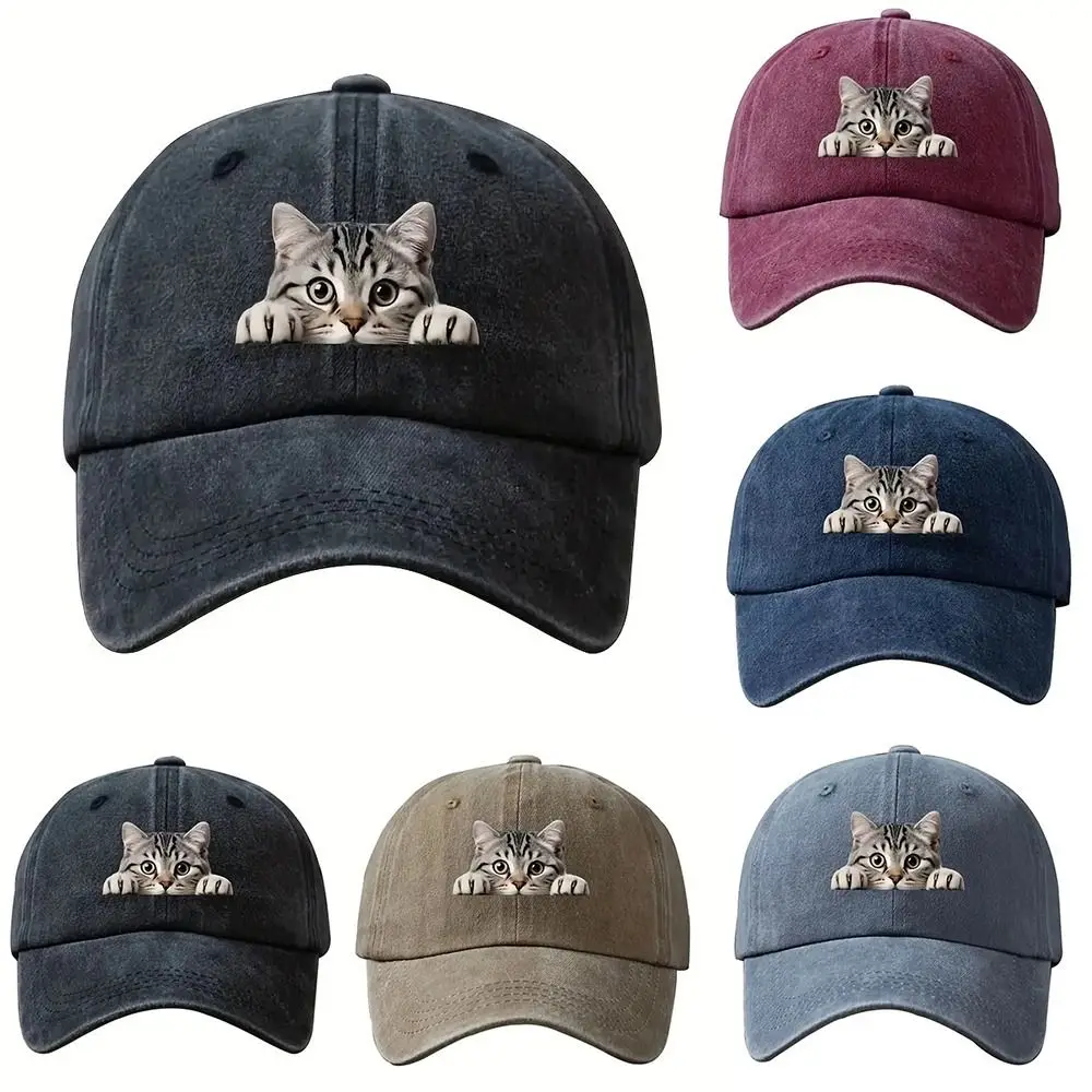 Gorra de béisbol de gato bordada, gorra de camionero Feral transpirable ajustable, sombrero ligero con lengua de pato y gato, estilos Unisex - imagen 3