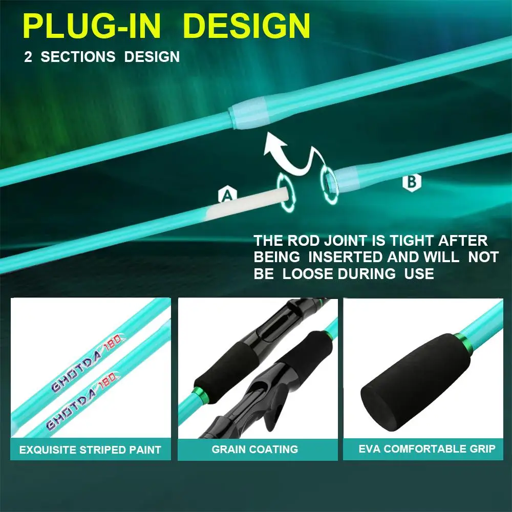Caña de pescar de carbono súper dura, 1,8 m/2,1 m, caña de surf portátil de viaje, señuelo de fundición giratorio, peso 3,5-14g para pesca de lubina y carpa - imagen 5