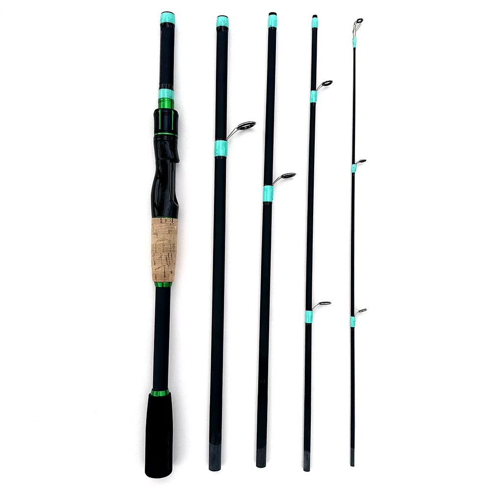 Caña de pescar giratoria de fundición de 1,8/2,1 M, caña de pescar de carbono ultraligera, 4/5 secciones, mango EVA, caña de pescar, peso de cebo 3,5-14g - imagen 2