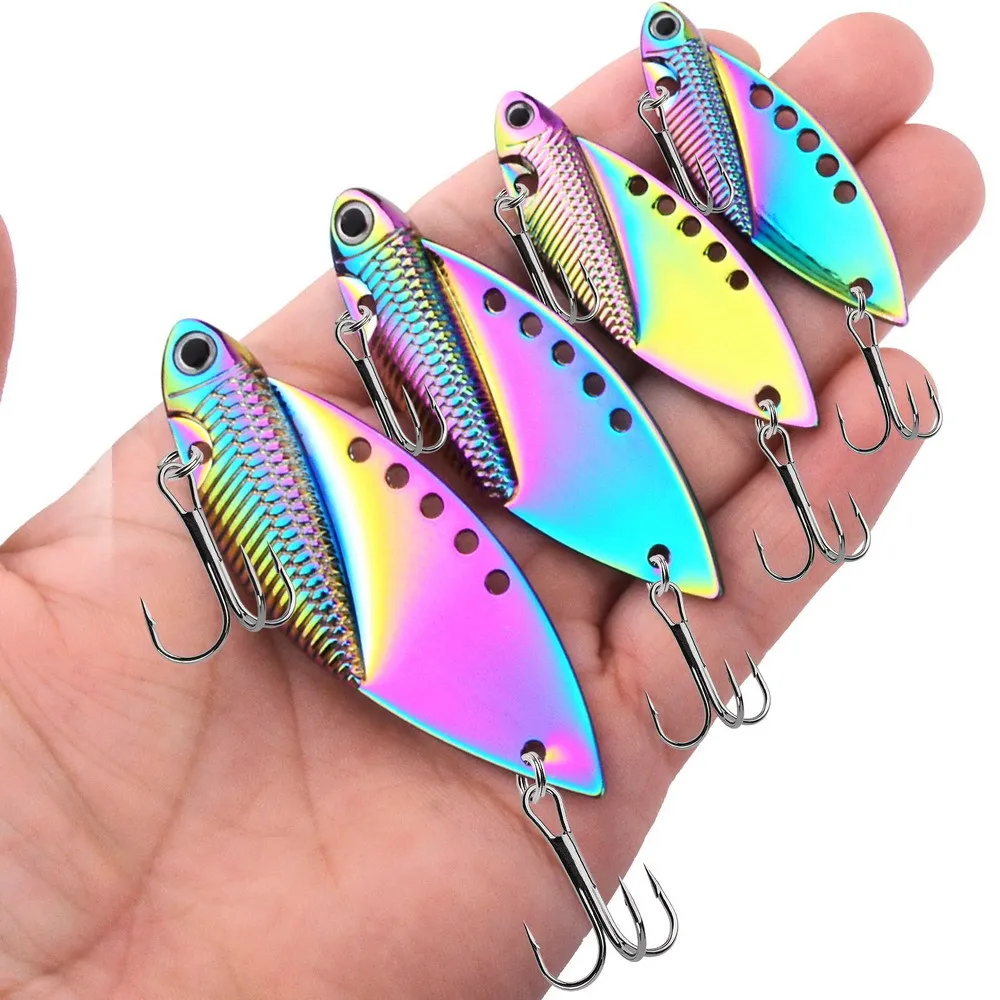 5 unids/lote lentejuelas Metal VIB 7g 10g 15g 20g señuelo de pesca cola giratoria vibración cuchara Spinner cebo Crankbait aparejos de pesca de lubina - imagen 5
