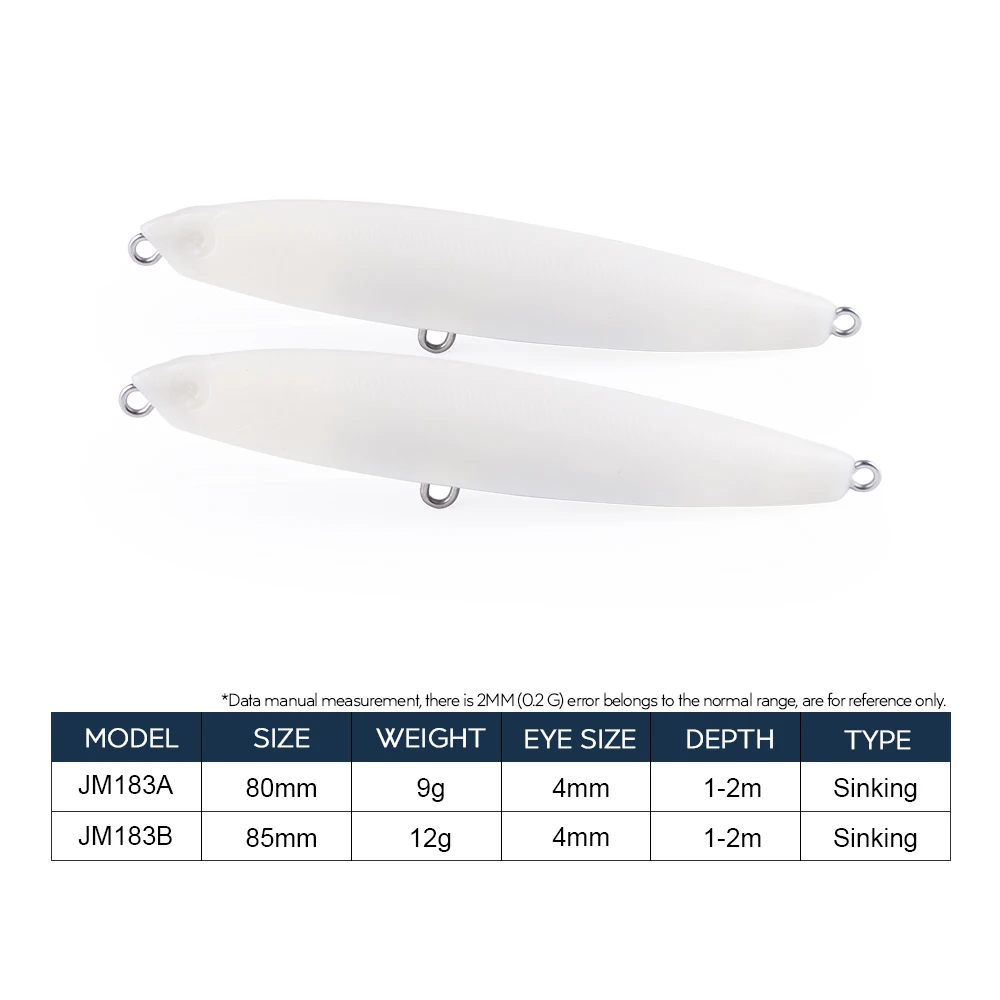 Hanlin-SEÑUELOS en blanco de pececillos, dispositivo de cambio de centro de gravedad, hundimiento sin pintar, aparejos de lubina, 10 piezas, 80mm/9g - imagen 2