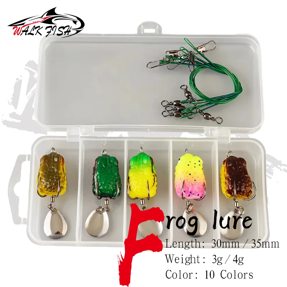 WALK FISH Mini Toad Thunderfrog – Señuelo rana suave con ojos 3D