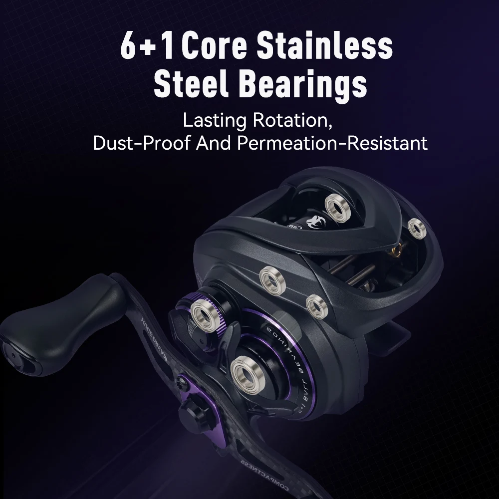 Carrete de pesca Kingdom Micro Monster Pro Baitcasting 138g 7,6:1 relación de engranaje 4,6 kg arrastre máximo carrete de pesca de Material de carbono ultraligero - imagen 5