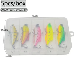 5 unids/caja hundimiento VIB invierno pesca en hielo señuelo Rattlin vibración 70mm 20g cebo Wobblers fundición larga para lubina aparejos de pesca