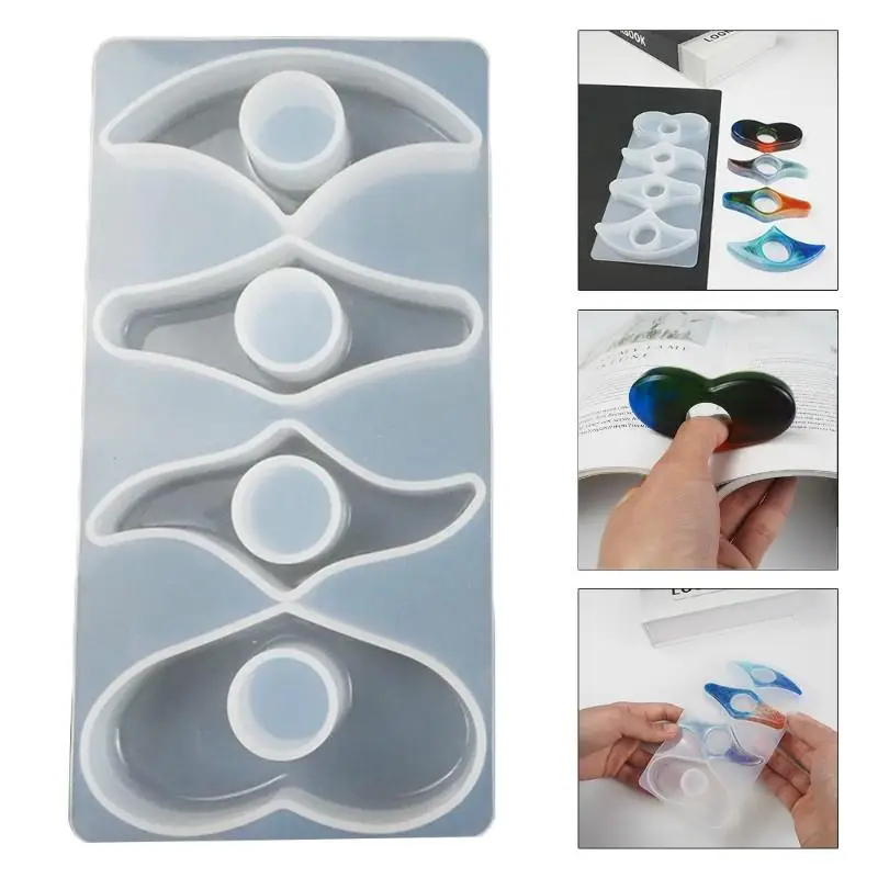 Marcapáginas de pulgar hecho a mano, Molde de resina Epoxy de cristal, soporte de página de libro, molde de silicona, herramienta de accesorios de lectura para manualidades DIY - imagen 3