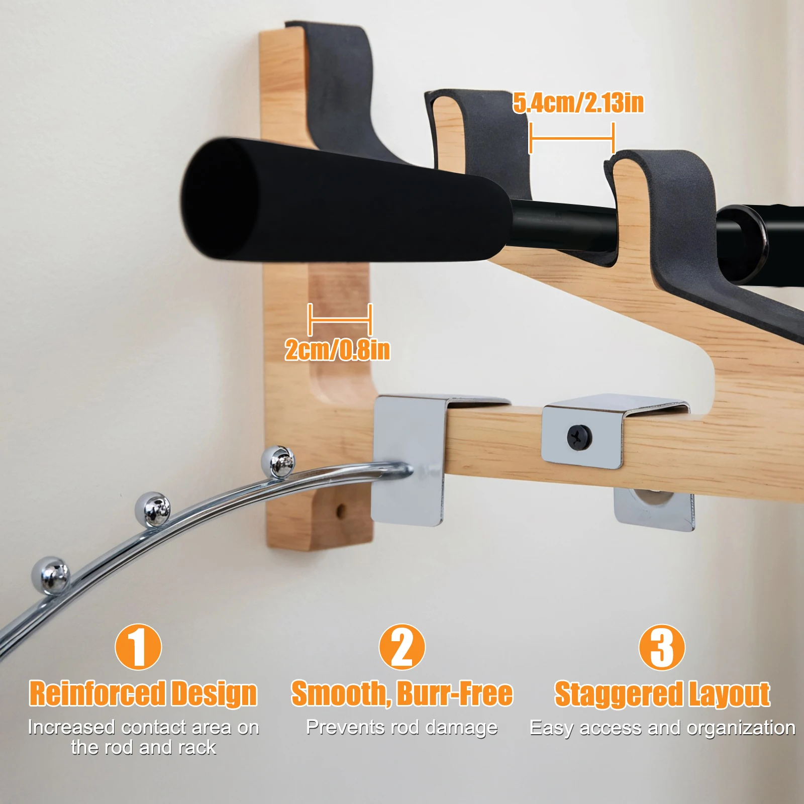 Soporte para caña de pescar Goture, organizador de almacenamiento para caña de pescar para garaje, estante para caña de pescar montado en la pared con almohadilla protectora suave - imagen 3