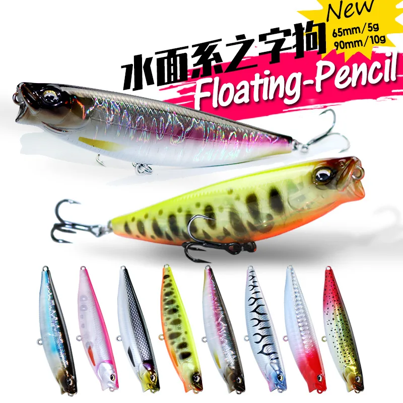 1 Uds. Wobblers de lápiz flotante Topwater 5g 10g señuelo de lubina Stickbait cabeza de serpiente cebo duro Artificial profesional - imagen 5
