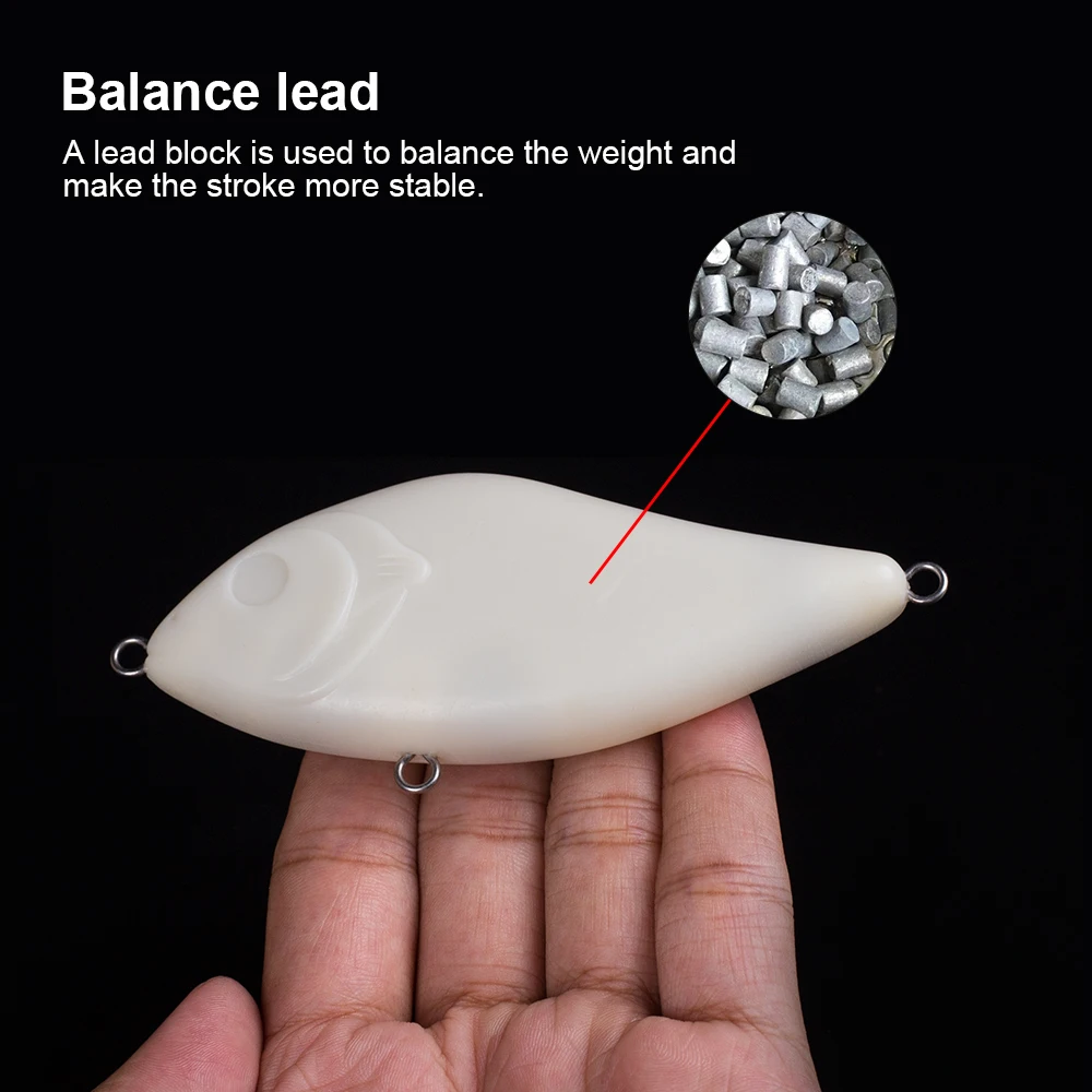 Hanlin-Señuelos de Pesca sin pintar, cebo en blanco, Crankbait, cuerpo duro, Wobbler, aparejos de lubina, 2 piezas, 100mm/43g - imagen 4