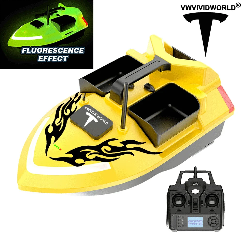 VWVIVIDWORLD-Barco de cebo Control remoto, barco alta calidad, batería Dual, larga duración, gran capacidad, 2024 nuevo - imagen 4