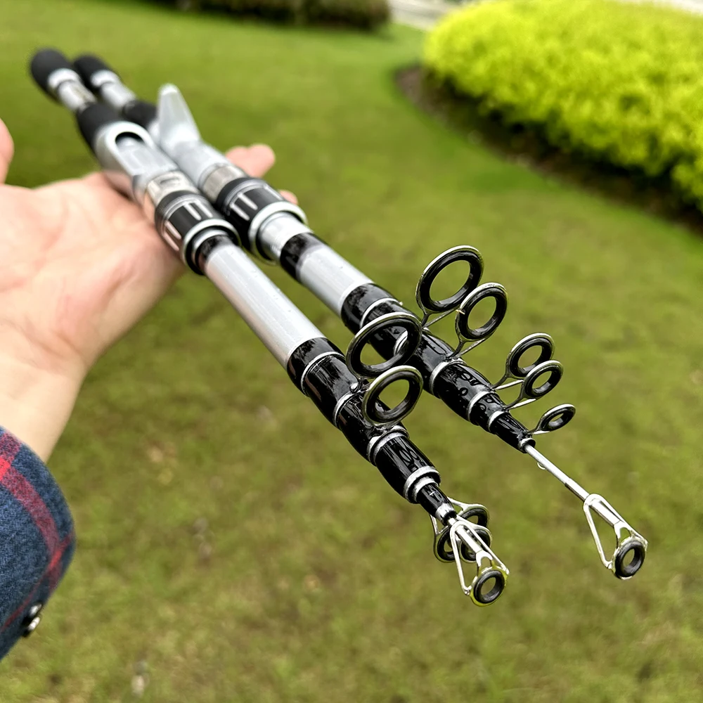 Caña de pescar telescópica, señuelo de carbono ligero, aparejos de pesca giratorios/fundidos para Lucio, 1,5 m-2,4 m - imagen 3