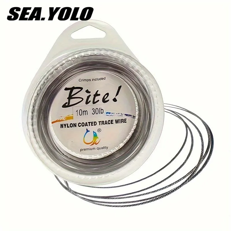Sea.Yolo-sedal de pesca de 10m, líder de alambre de acero X7 recubierto de nailon, 0,2-1mm, 5-150LB, accesorios de pesca para pesca de lubina, 2 uds.