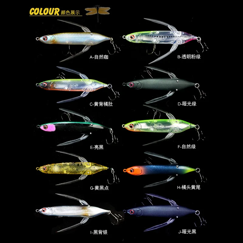 70mm 4g 80mm 6,5g libélula Artificial Topwater Crawler cebo superficial Buzzbait Popper lápiz Stickbait señuelo superficie para lubina - imagen 5