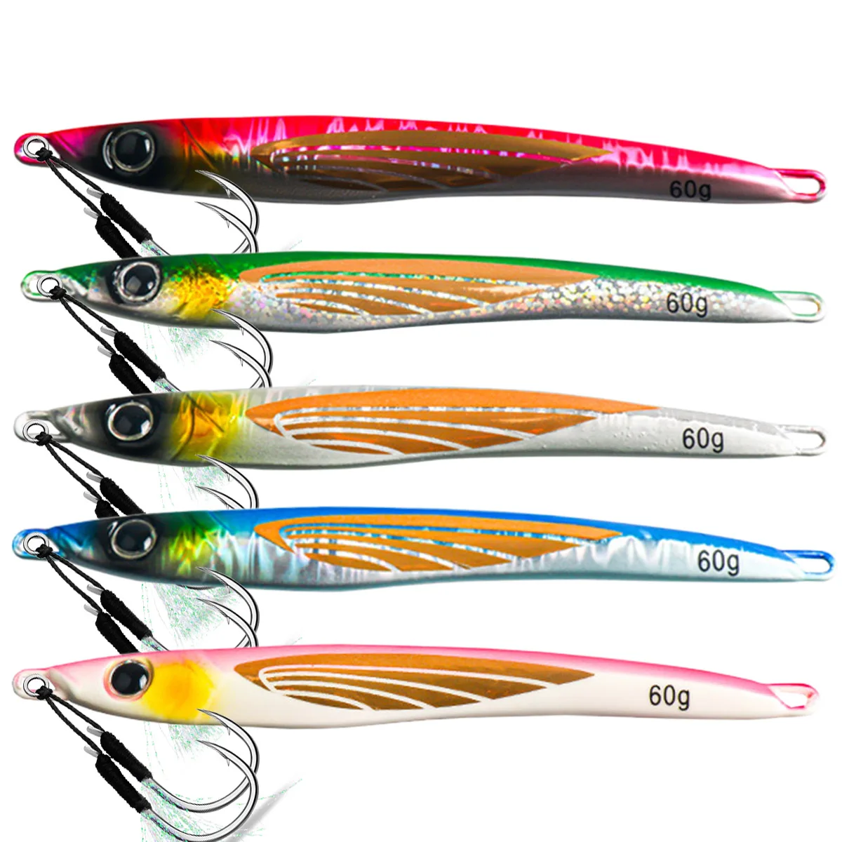 60g 80g 100g 150g Jig de Metal lento Shore Offshore Jigging señuelo aparejos de pesca de aguas profundas atún Amberjack Kingfish anzuelo de agua salada cebo - imagen 4