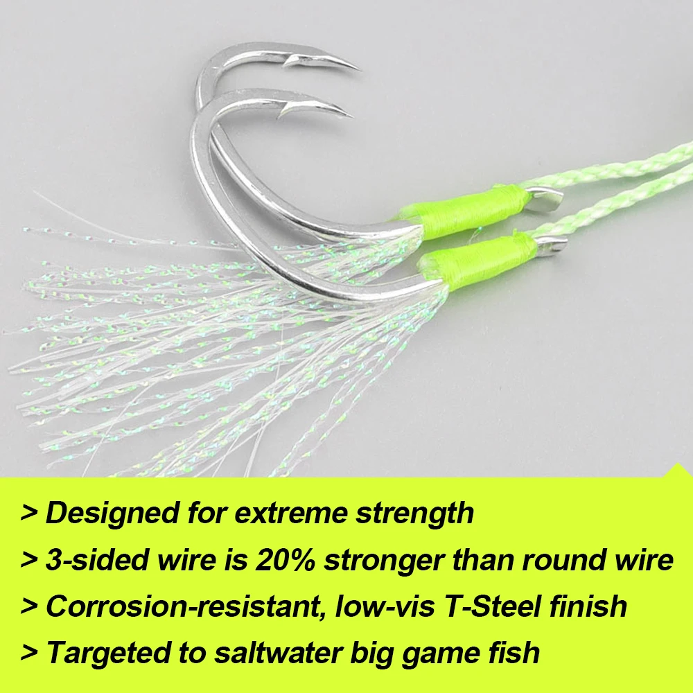 Anzuelos de Jigging FishTrip, anzuelo de agua salada, anzuelo de asistencia para pesca, anzuelo de pesca de mar de alta resistencia, gancho de juego grande - imagen 5