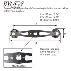 BYOFW Manivela de carrete fibra de carbono para curricán/baitcasting