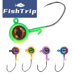FishTrip Crappie Jig Heads Hook Swimbait Jig Head ojos 3D anzuelos de pesca con alambre Keeper señuelos para Panfish Bass agua salada