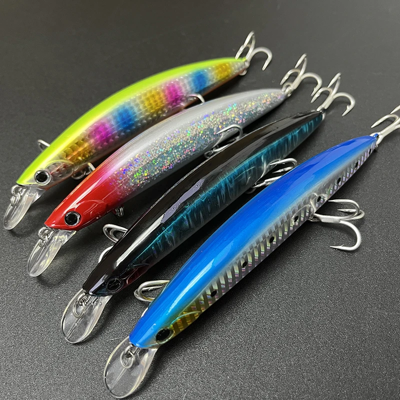 Señuelo de pesca flotante de pececillo, 27g, 130mm, Wobbler de fundición larga, cebo duro Artificial para trucha, agua salada, Swimbait, equipo Jerkbait - imagen 3