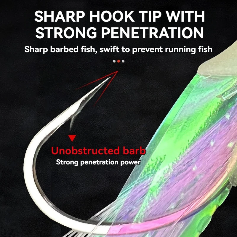 Cebo Artificial luminoso, cabeza de pez láser, brillo nocturno, pesca, aparejo de acero de alto carbono, gancho de cuerda, equipo de señuelo de mar, herramientas de señuelo - imagen 3