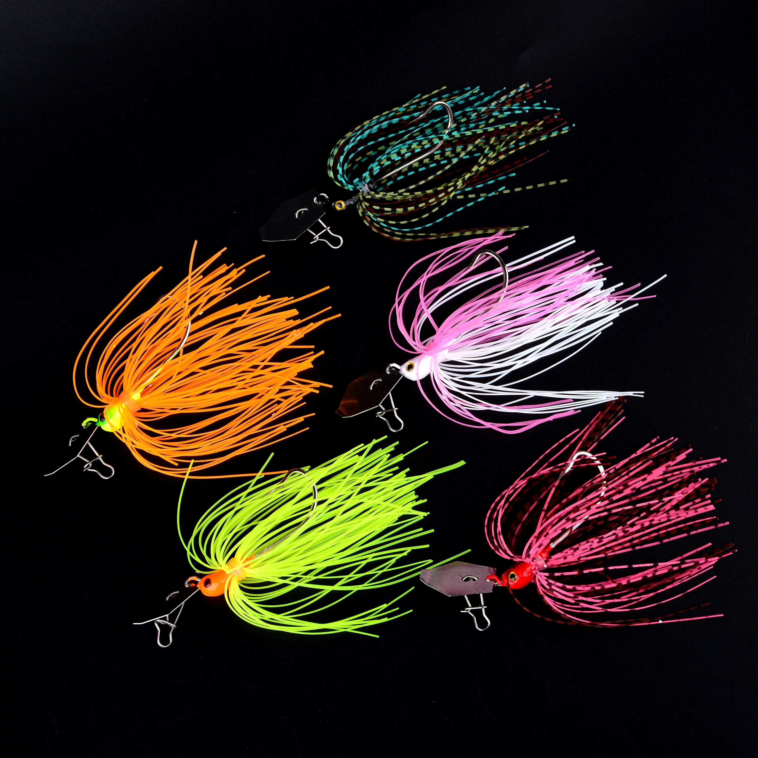 Juego de Señuelos de Pesca, 5 uds., Chatter de Pesca, hoja de Metal sin malezas, anzuelo con cabeza de plantilla, alambre giratorio - imagen 5