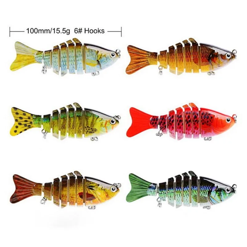 Señuelos de Pesca multiarticulados, Swimbait, Wobblers realistas, 100mm, 15,5g, cebo duro Topwater para aparejos de pesca de carpa, lubina, 2020 - imagen 5