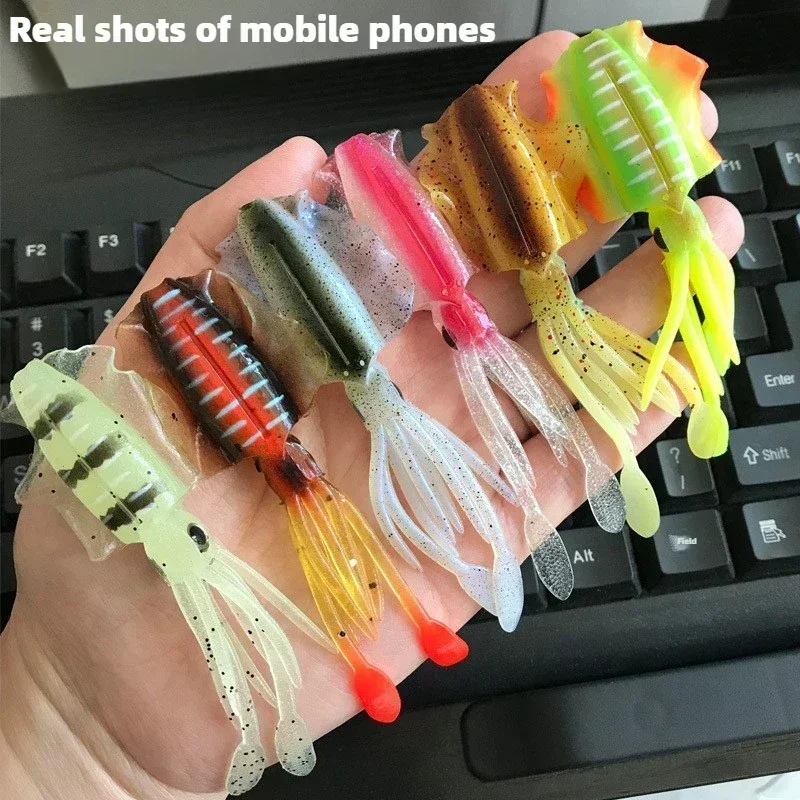 Señuelo blando de calamar, 10cm, 7g, cebo sub blando para carretera, UV, activo, luminoso, biónico, pesca en el mar, pulpo, Señuelos de Pesca, cebos de agua segura - imagen 4