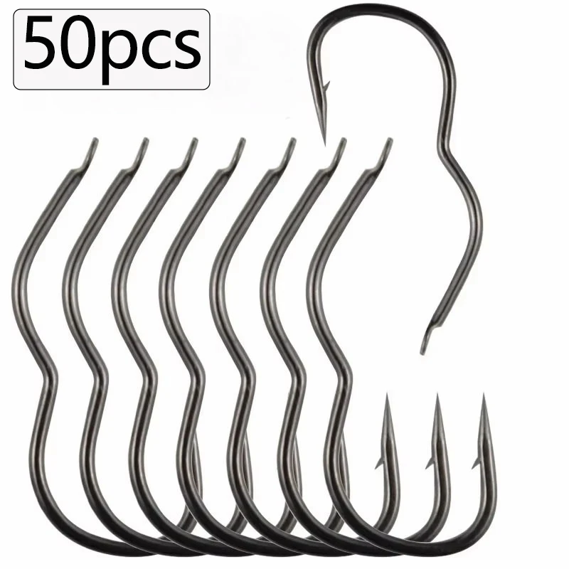 50 Uds. Gancho volteador de acero rico en carbono con púas afiladas automática nueva invención tamaño 5 # -14 # Anzuelo para accesorios de pesca de carpa