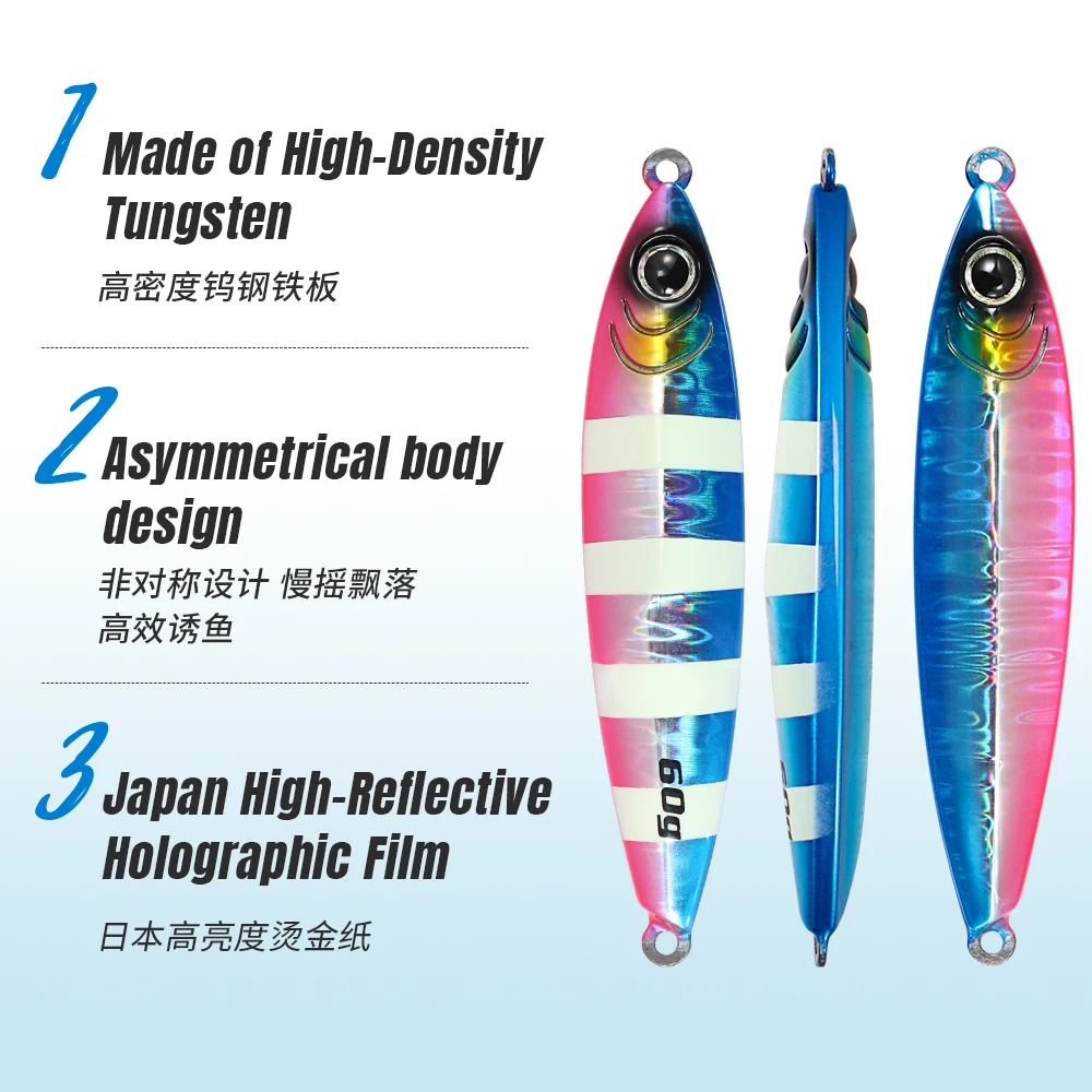 JIGGING PRO 40g 60g plantilla de tungsteno plantilla de Metal de fundición larga señuelo de Jigging lento cebo de pesca de agua salada - imagen 4