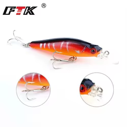FTK 8,5g 8,5 cm señuelo de pesca Minnow ojos 3D cebo Artificial duro señuelos nadar Jerkbait Wobblers aparejos de pesca