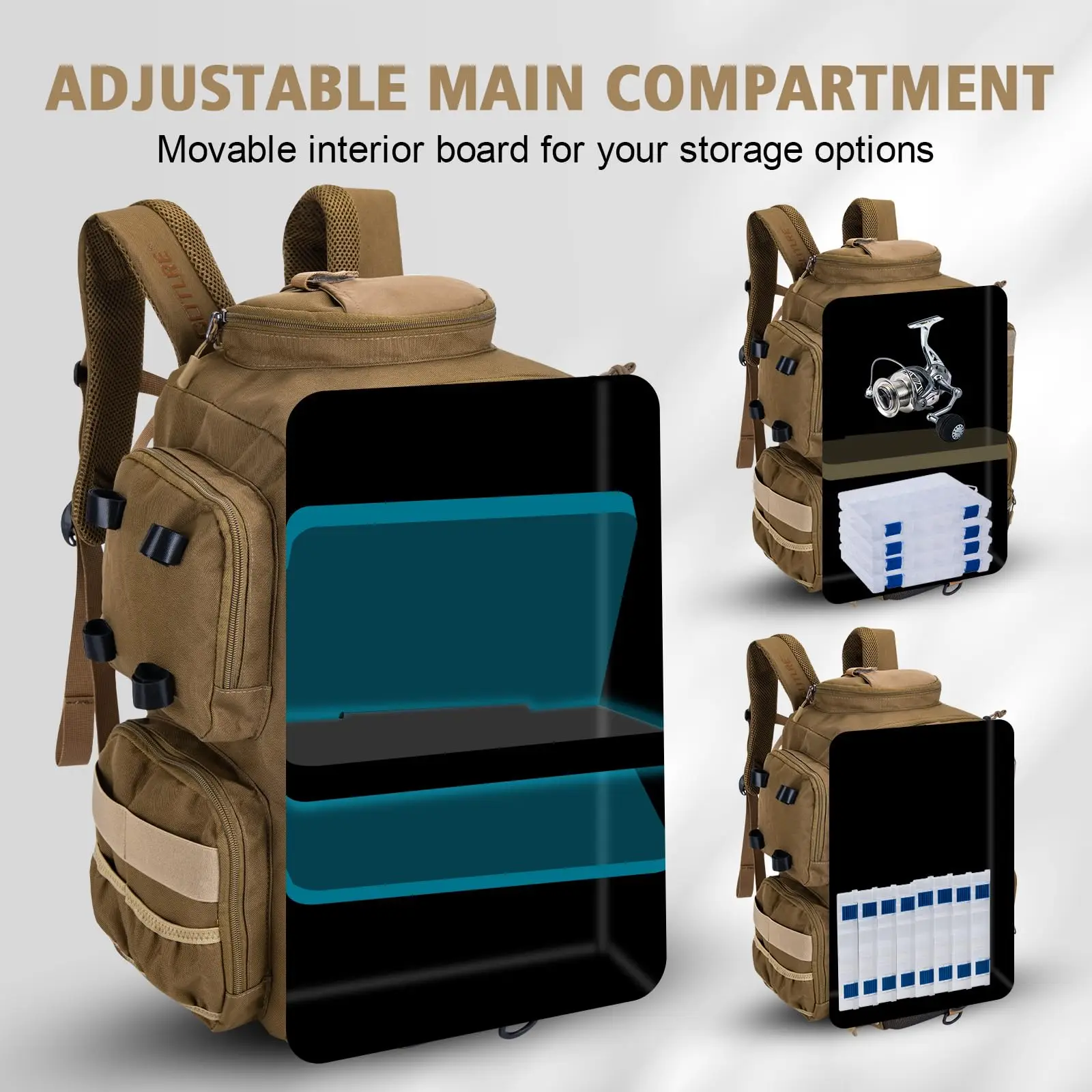 Goture-mochila táctica de viaje impermeable para hombre, morral de escalada de alta capacidad para acampar, para exteriores, senderismo, bolso de hombro para pesca - imagen 4