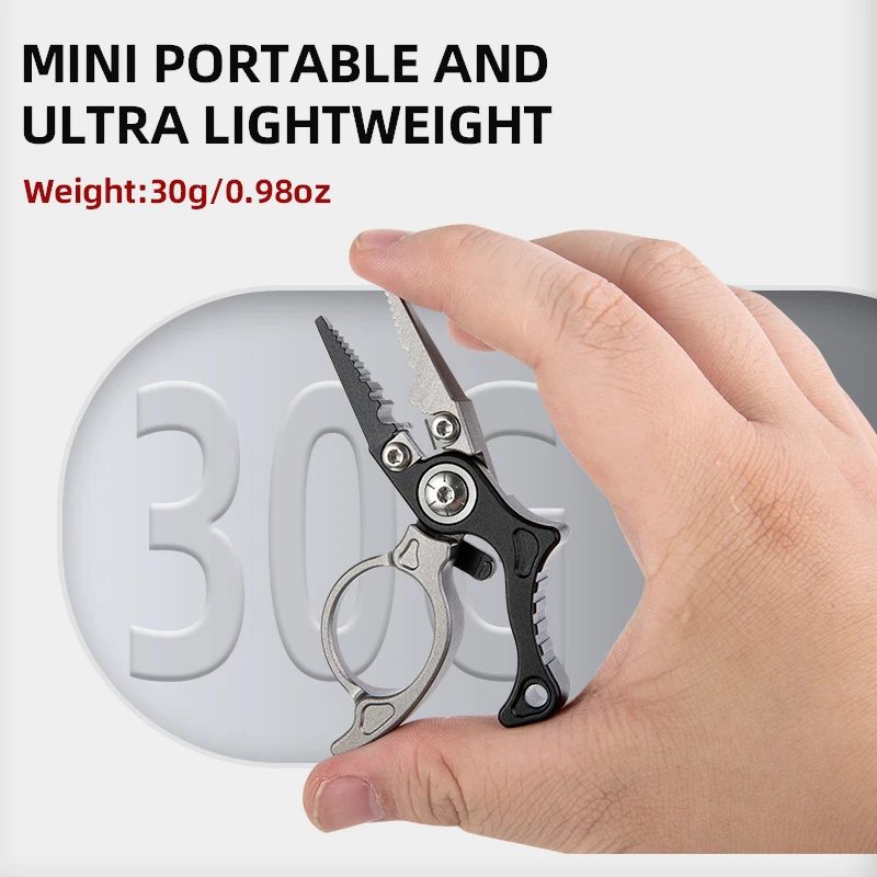 Alicates de pesca de aleación de aluminio, Mini alicates para señuelos, anzuelo y herramienta removedora de sedal de pesca trenzada, alicates de anillo dividido, multiherramienta de pesca - imagen 3
