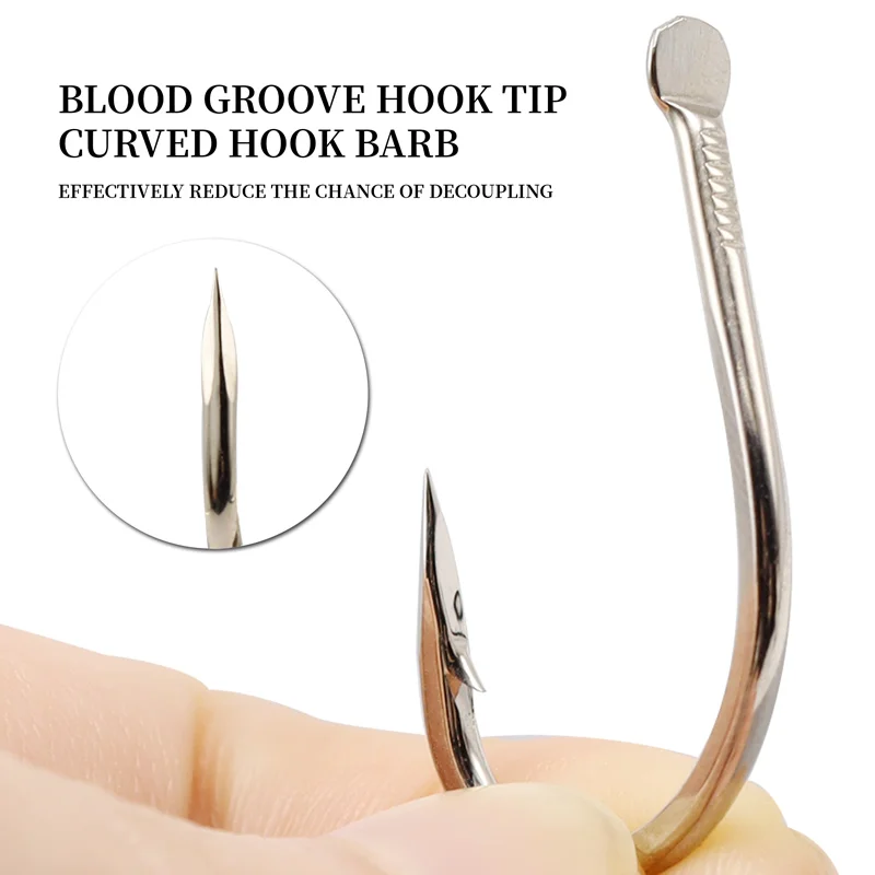 ZYZ-anzuelos de pesca afilados de acero alto en carbono, aparejos para peces grandes, esturión, salmón, agua dulce o salada, 4 tamaños - imagen 4