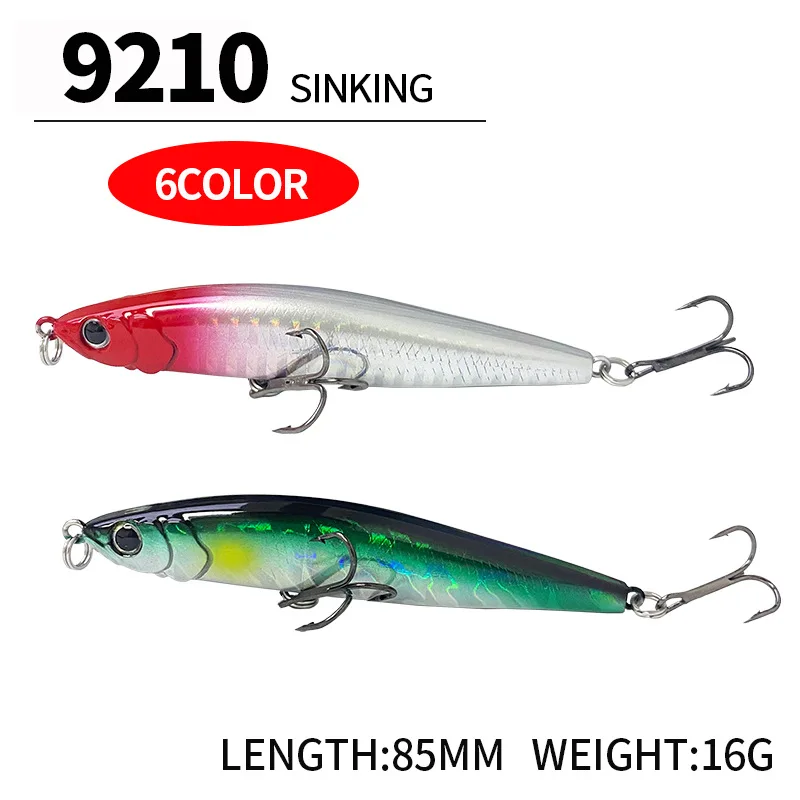 Señuelo tipo lápiz que se hunde, cebo de agua dulce de largo alcance de 85mm/16g, cebo de boca curva, cebo falso, lápiz de cebo biomimético - imagen 3