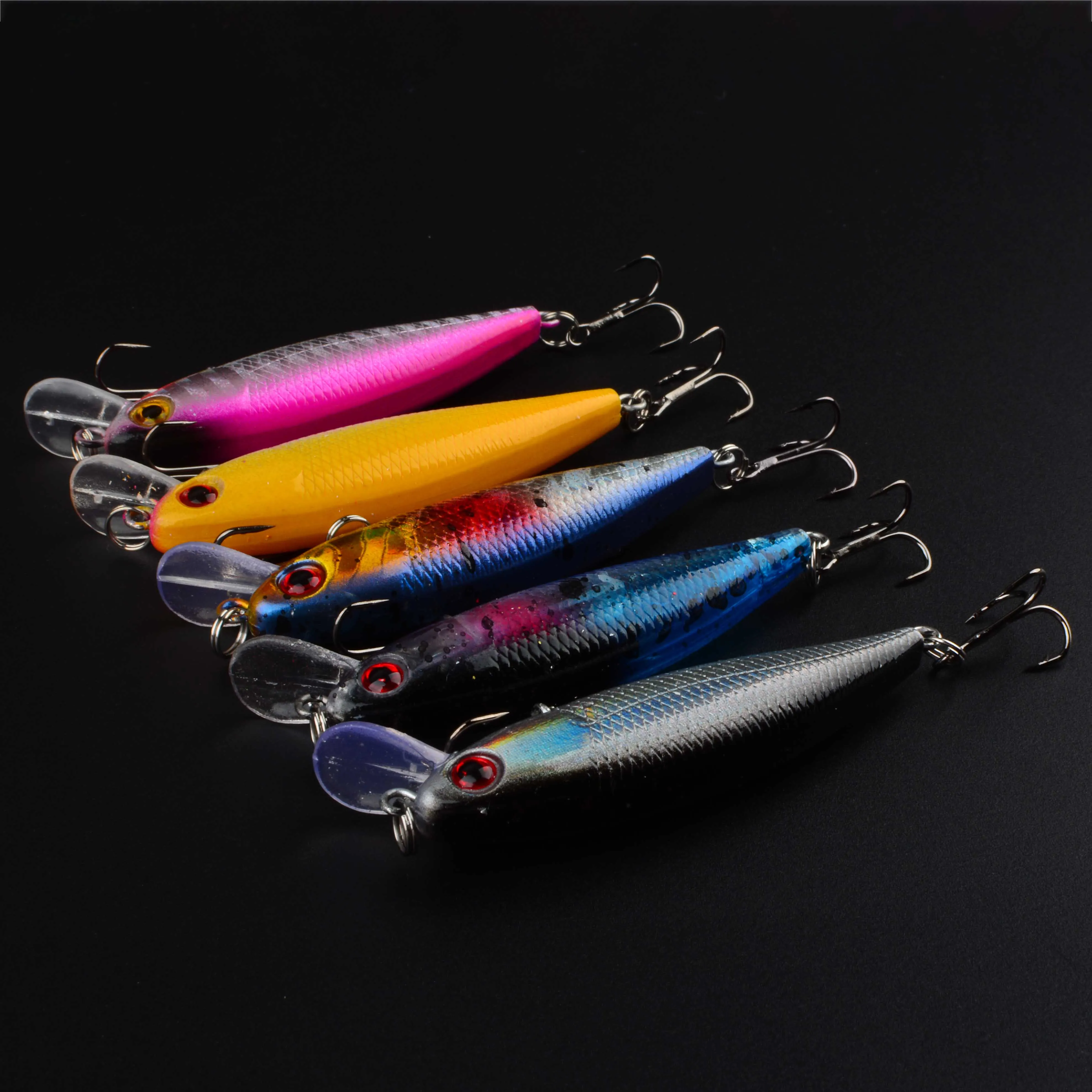 Señuelo de Pesca Minnow, Crankbait, cebo duro de plástico artificial, Wobblers de lubina, aparejos de Pesca de carpa, 5 uds. - imagen 5