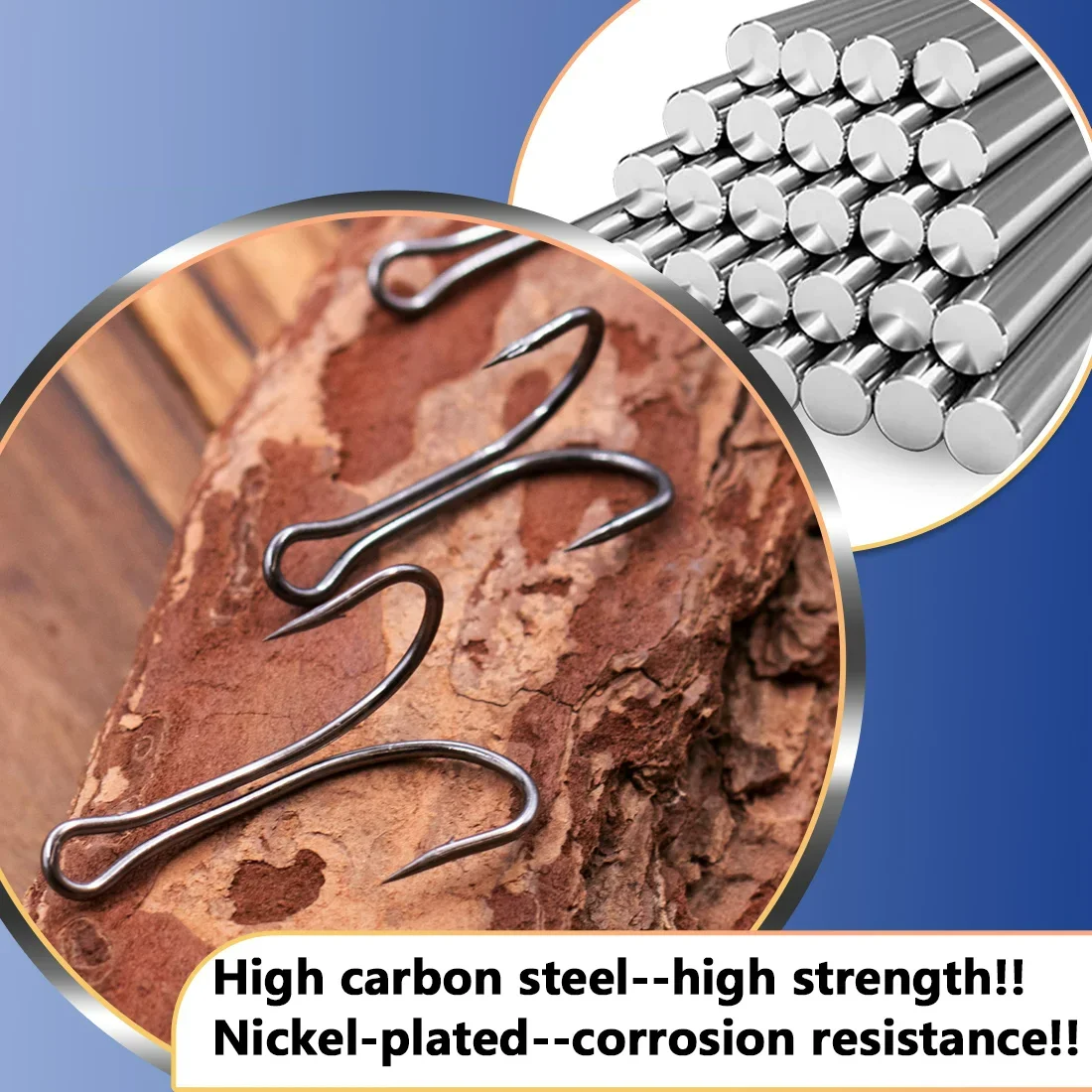 FTK-anzuelos dobles de pesca, 50 Uds., anzuelo clásico negro de acero rico en carbono, anzuelo de gusano afilado con púas, anzuelos de pesca de repuesto, señuelo - imagen 5