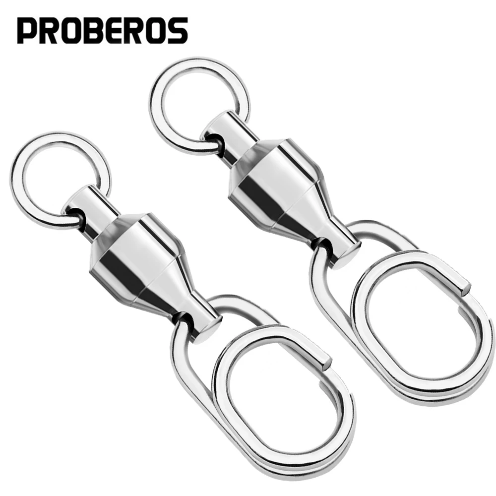 Conector de pesca giratorio de acero inoxidable, rodamiento de bolas, Clip rápido, aparejos de conector de señuelo de pesca, 10 Uds.