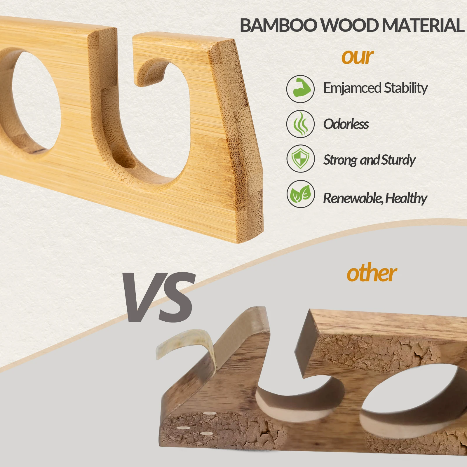 Soporte de pared para cañas de pescar en madera — estante horizontal - imagen 4