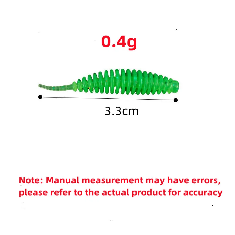 60 uds cebo suave señuelo de pesca 0,4g Wobbler Artificial Micro gusano Crankbaits larva TPR flotante silicona plástico Swimbait para carpa - imagen 3