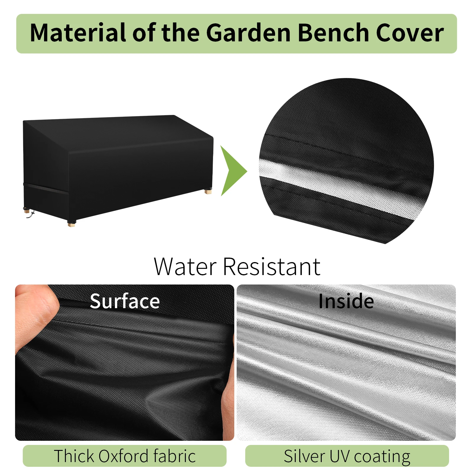 Fundas para banco de jardín de 3/2/1 asientos, impermeables, resistentes, Oxford 210D, fundas para banco de exterior con cubierta para silla de jardín y Patio Anti-UV - imagen 3