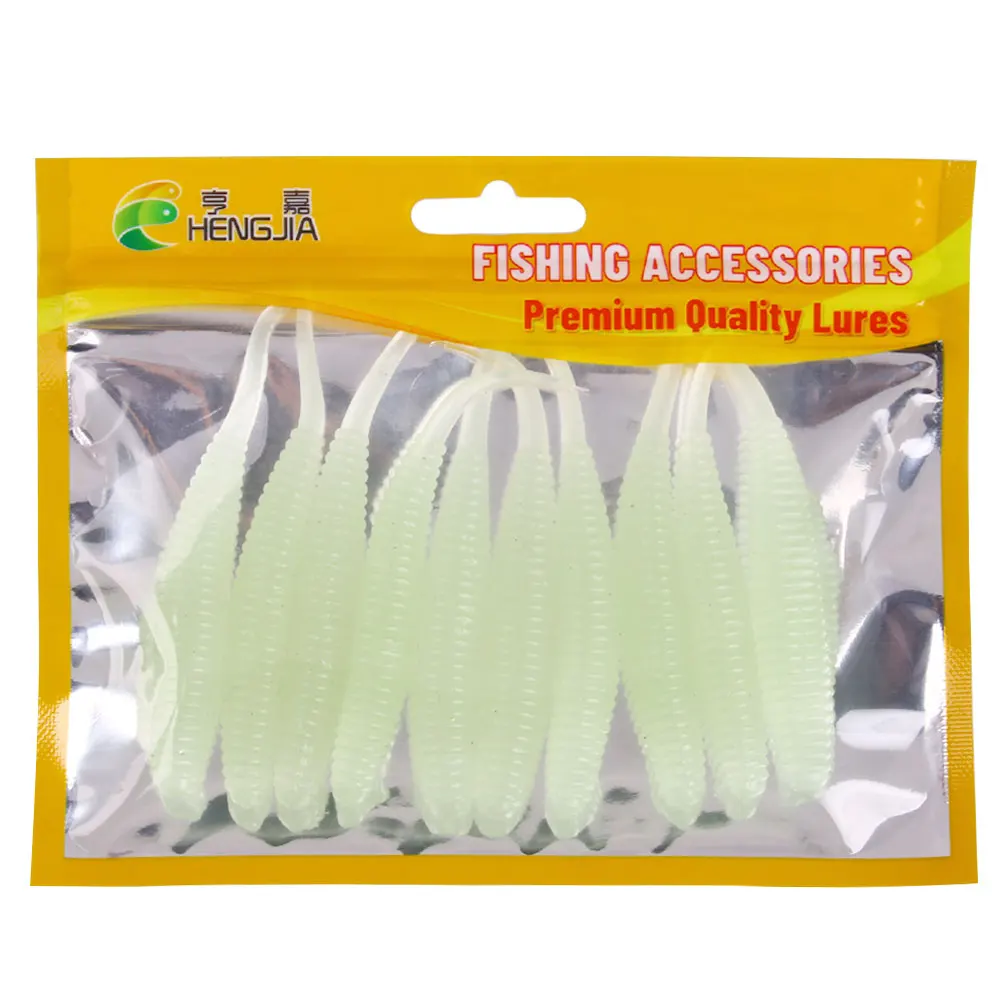Nuevo UP 10 Uds cebo de pesca de gusano larva 8cm 5,7g señuelo de pesca de cola larga cebo suave gusano blanco señuelos de goma suave - imagen 5