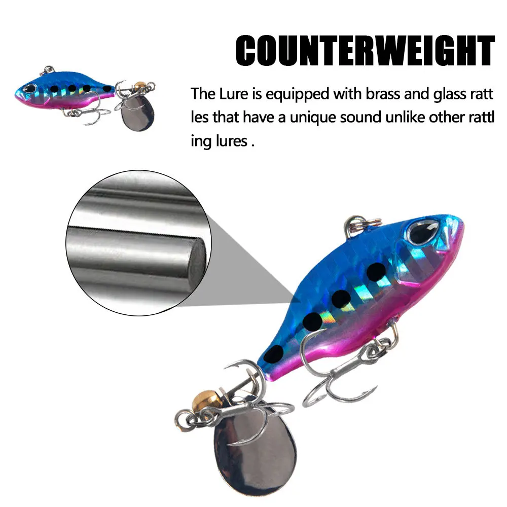 Señuelos giratorios de Metal para Pesca, cebos duros con vibración VIB, cuchara giratoria, 4,8 cm, 8,5g, para trucha, 1 unidad - imagen 3