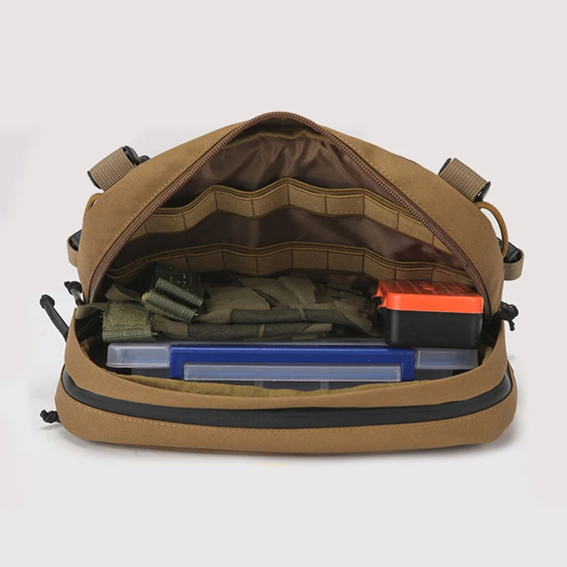 Chaleco de pesca táctico, bolsa de pecho, riñonera grande con múltiples bolsillos, bolsa de aparejo para deportes al aire libre, Camping, senderismo, caza, riñonera - imagen 4