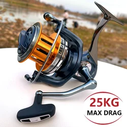 Carrete de pesca grande de fundición larga, arrastre máximo de 25KG, rodamientos de bolas, 12 + 1, carrete de Metal de aleación de aluminio, intercambio de mano izquierda/derecha para perca y lubina
