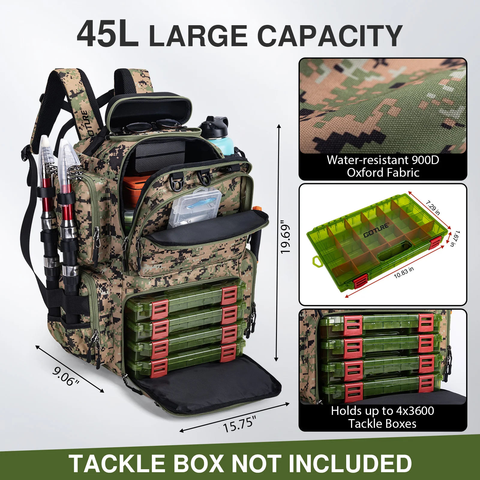 Mochila de Pesca Impermeable Goture – Porta Cañas y Ligera - imagen 2