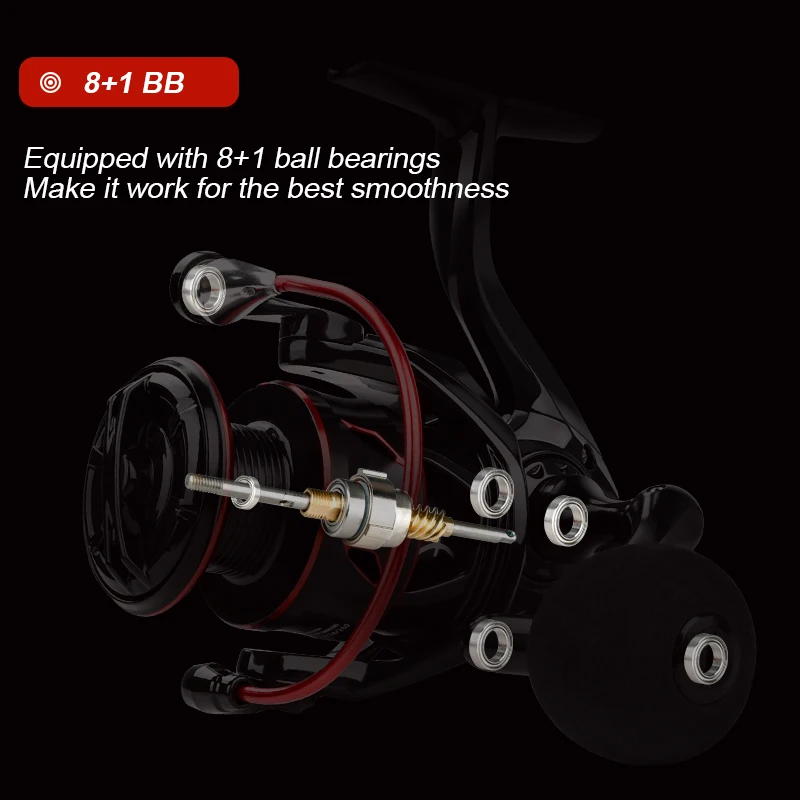 MEREDITH PISCES Carrete giratorio innovador resistente al agua, potencia máxima de arrastre de 10 kg, carrete de pesca 8 + 1BB para pesca de lubina y Lucio - imagen 4