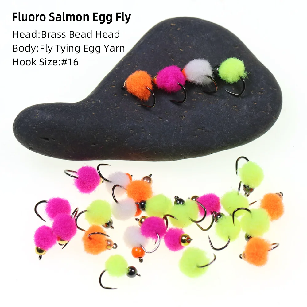 Wifreo 4 piezas/6 piezas # 16 Fluoro Glo Bug Egg Fly cabeza de cuentas de latón salmón pez ovillo trucha Steelhead Char Grayling Señuelos de pesca cebo - imagen 3