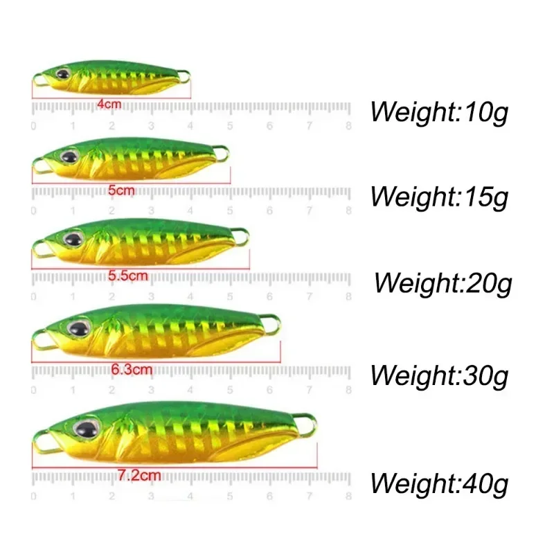 Señuelo de Pesca con plantilla de Metal, 10g, 15g, 20g, 30g, 40g, lanzamiento de orilla, Swimbait, cuchara VIB, anzuelos, cebo Artificial, LOR, aparejos de Pesca en el océano - imagen 4