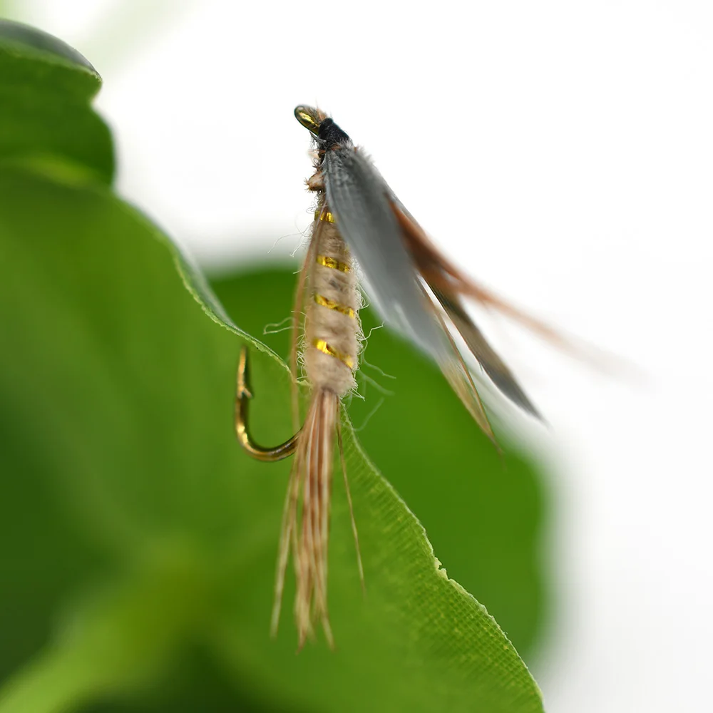 MNFT 10 piezas 12 #   Pavo Real ala quemada mayo mosca trucha pesca Flie anzuelos de púas señuelo de pesca cebo para insectos - imagen 4