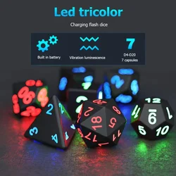 7 unids/set electrónico luminoso DND LED juego de dados recargable mazmorras y dragones iluminar dados activado por movimiento con caja de carga
