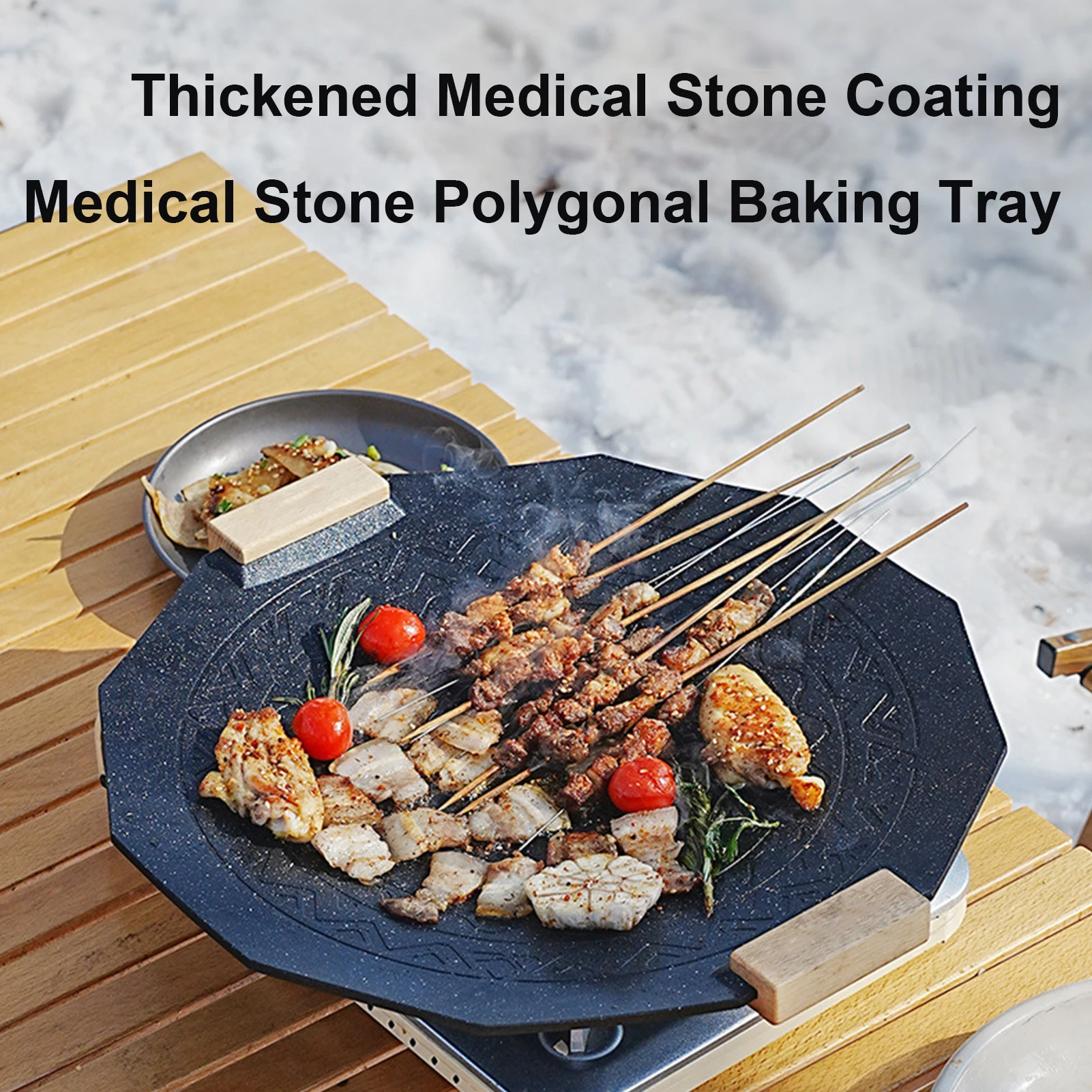 Sartén para asar al aire libre de 41CM, revestimiento grueso de 5MM, mango de piedra, compatibilidad con múltiples fuentes de fuego - imagen 5