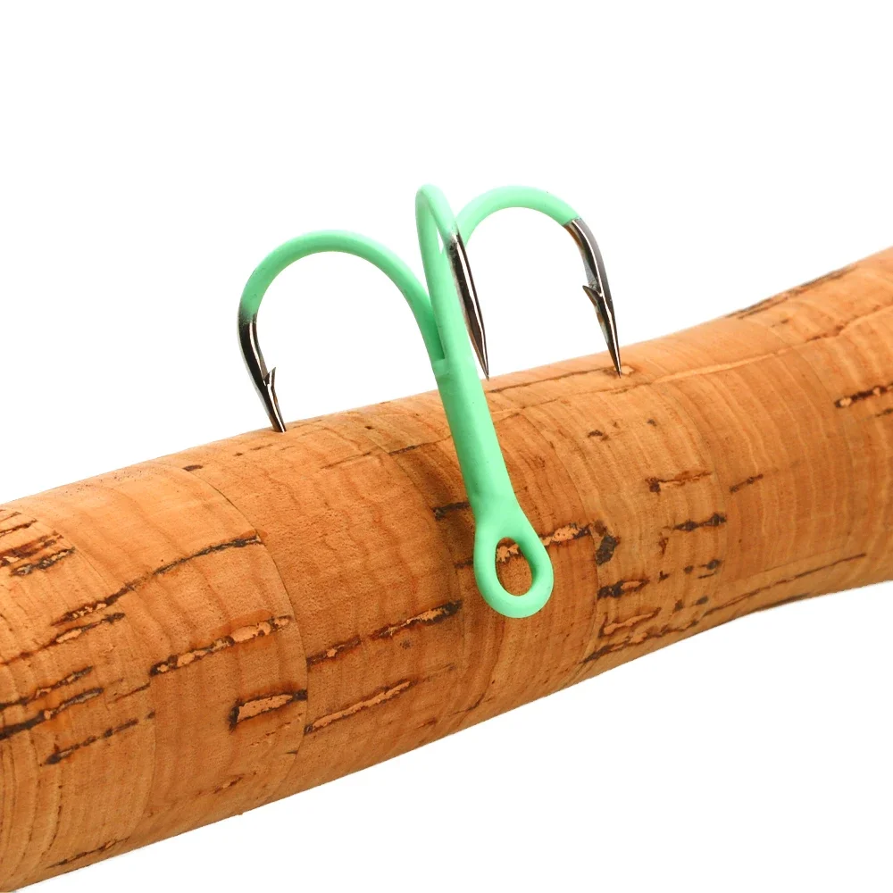 ICERIO 5/10 piezas 14 # -3/0 #   Anzuelos triples en línea doblados redondos fluorescentes/luminosos, señuelo de pesca de agua dulce y salada, anzuelo Triple